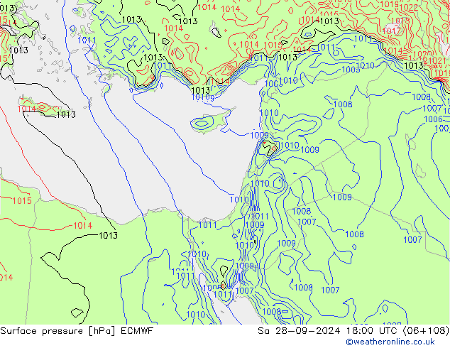 ciśnienie ECMWF so. 28.09.2024 18 UTC