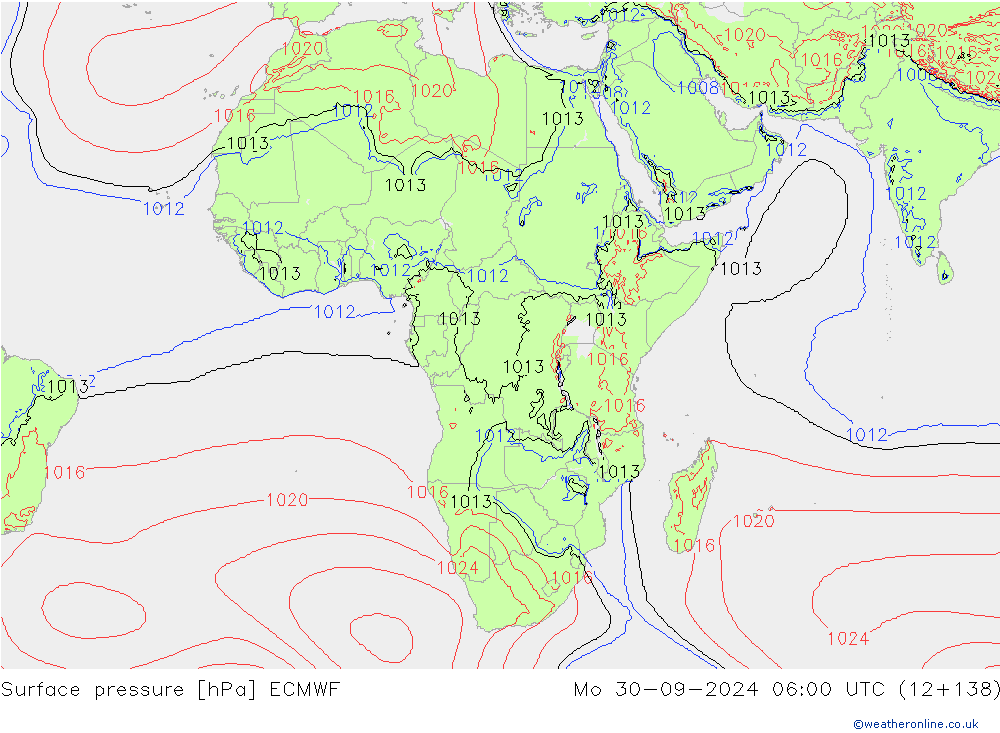 ciśnienie ECMWF pon. 30.09.2024 06 UTC