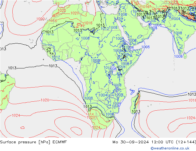 приземное давление ECMWF пн 30.09.2024 12 UTC