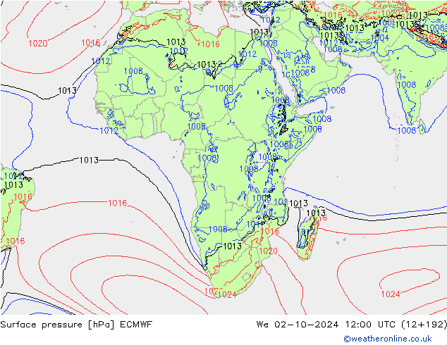 приземное давление ECMWF ср 02.10.2024 12 UTC