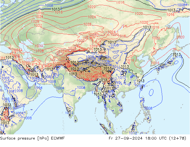 Surface pressure ECMWF Fr 27.09.2024 18 UTC