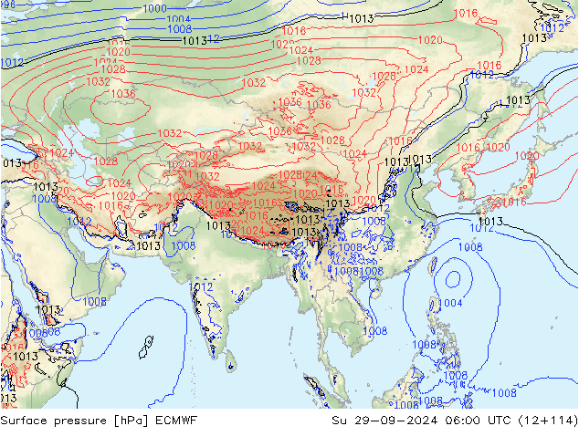 Yer basıncı ECMWF Paz 29.09.2024 06 UTC