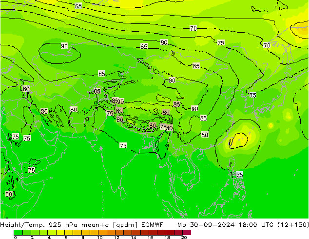 Height/Temp. 925 hPa ECMWF Seg 30.09.2024 18 UTC