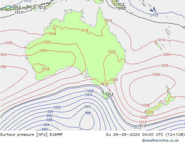 Luchtdruk (Grond) ECMWF zo 29.09.2024 00 UTC