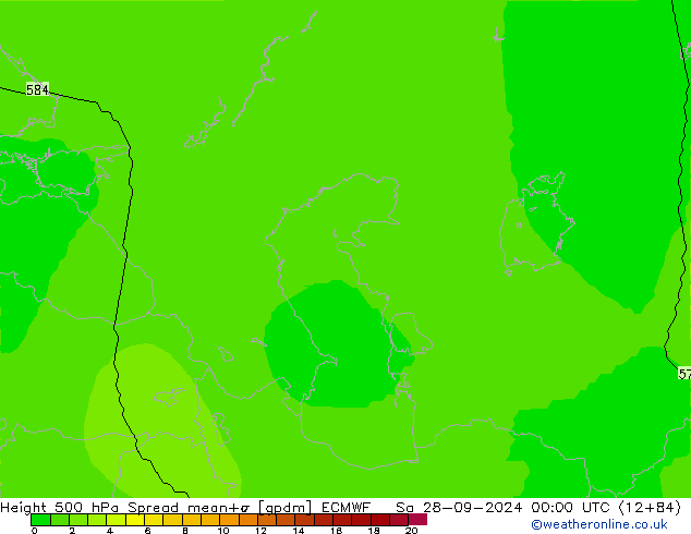 Height 500 гПа Spread ECMWF сб 28.09.2024 00 UTC