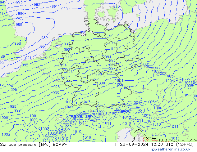 Bodendruck ECMWF Do 26.09.2024 12 UTC