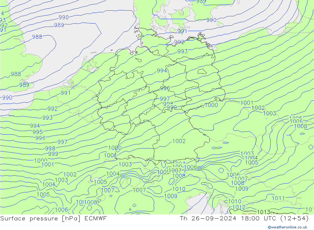 приземное давление ECMWF чт 26.09.2024 18 UTC