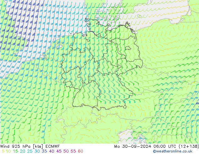 Wind 925 hPa ECMWF Po 30.09.2024 06 UTC