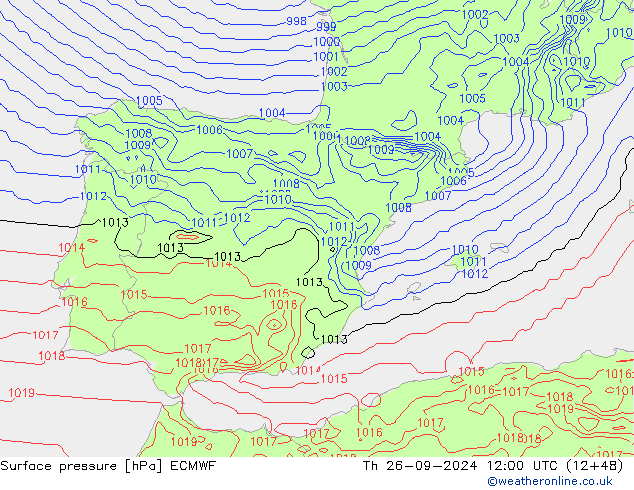 Surface pressure ECMWF Th 26.09.2024 12 UTC