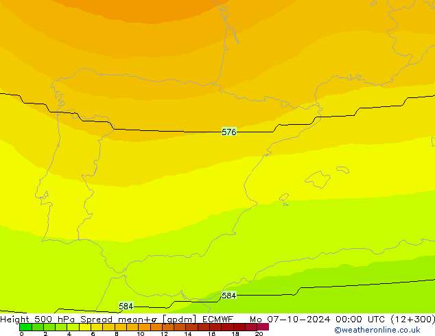 Height 500 hPa Spread ECMWF Seg 07.10.2024 00 UTC