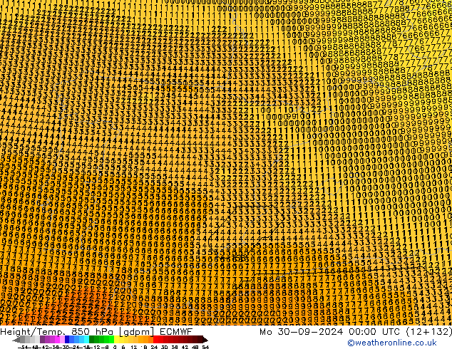 Geop./Temp. 850 hPa ECMWF lun 30.09.2024 00 UTC