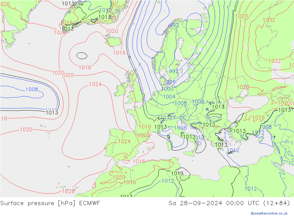 Bodendruck ECMWF Sa 28.09.2024 00 UTC