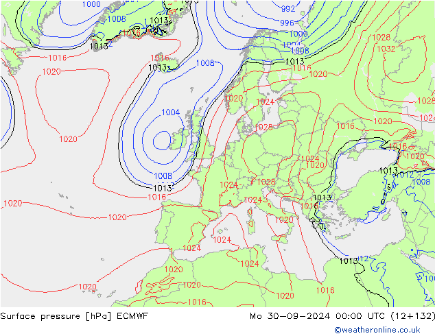 Presión superficial ECMWF lun 30.09.2024 00 UTC