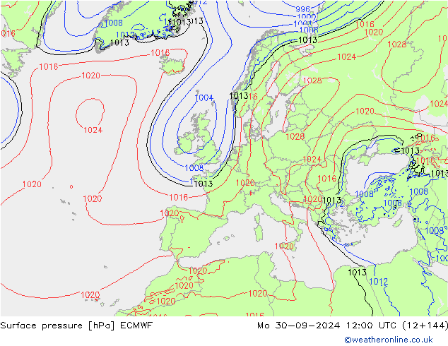 приземное давление ECMWF пн 30.09.2024 12 UTC