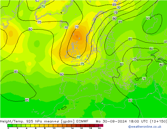 Yükseklik/Sıc. 925 hPa ECMWF Pzt 30.09.2024 18 UTC