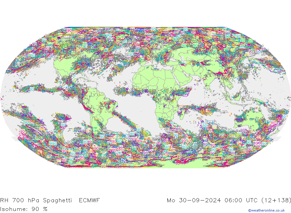 RV 700 hPa Spaghetti ECMWF ma 30.09.2024 06 UTC