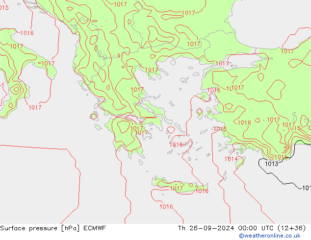 Yer basıncı ECMWF Per 26.09.2024 00 UTC