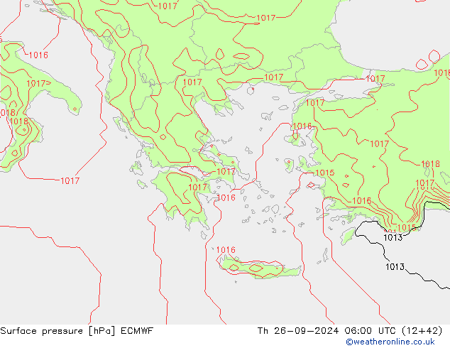 pressão do solo ECMWF Qui 26.09.2024 06 UTC