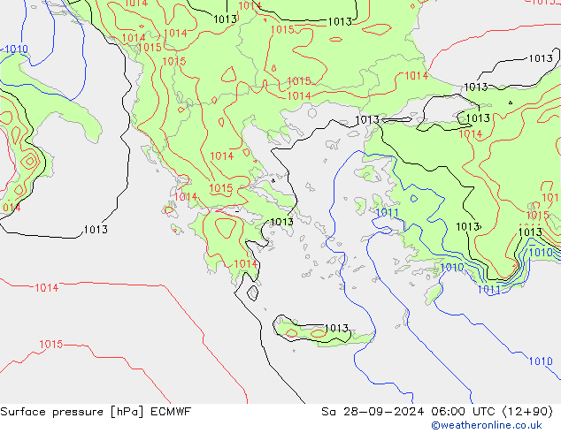 Presión superficial ECMWF sáb 28.09.2024 06 UTC