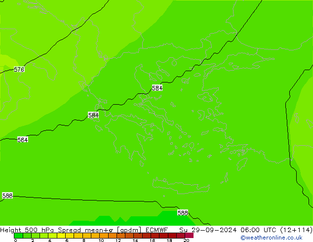 Height 500 hPa Spread ECMWF Ne 29.09.2024 06 UTC