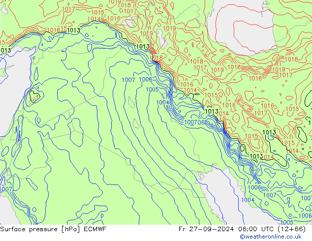 Pressione al suolo ECMWF ven 27.09.2024 06 UTC