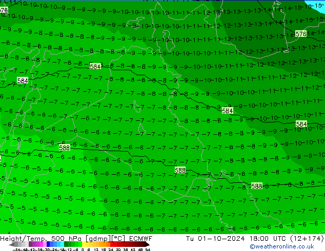 Geop./Temp. 500 hPa ECMWF mar 01.10.2024 18 UTC