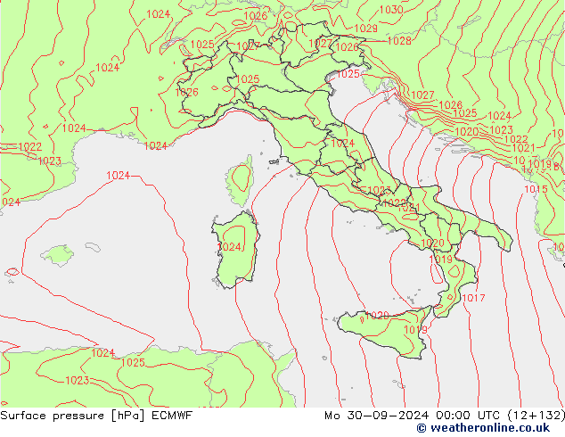 Surface pressure ECMWF Mo 30.09.2024 00 UTC