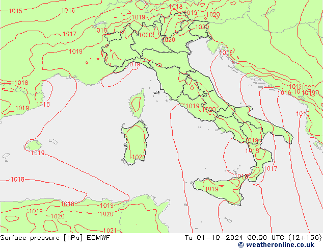 Surface pressure ECMWF Tu 01.10.2024 00 UTC