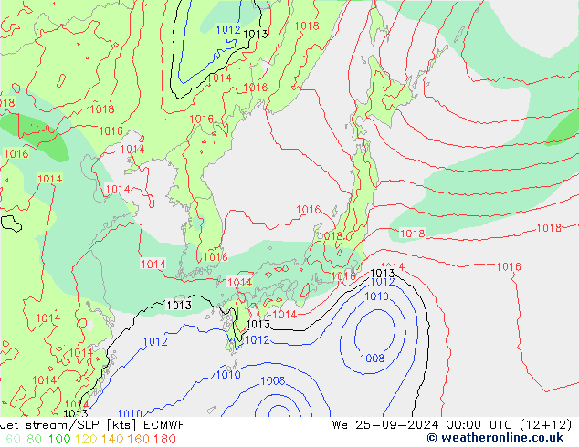 Straalstroom/SLP ECMWF wo 25.09.2024 00 UTC