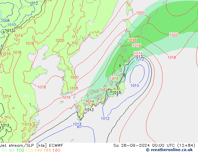 Prąd strumieniowy ECMWF so. 28.09.2024 00 UTC