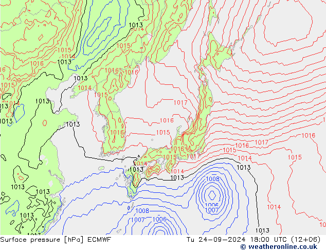 Presión superficial ECMWF mar 24.09.2024 18 UTC