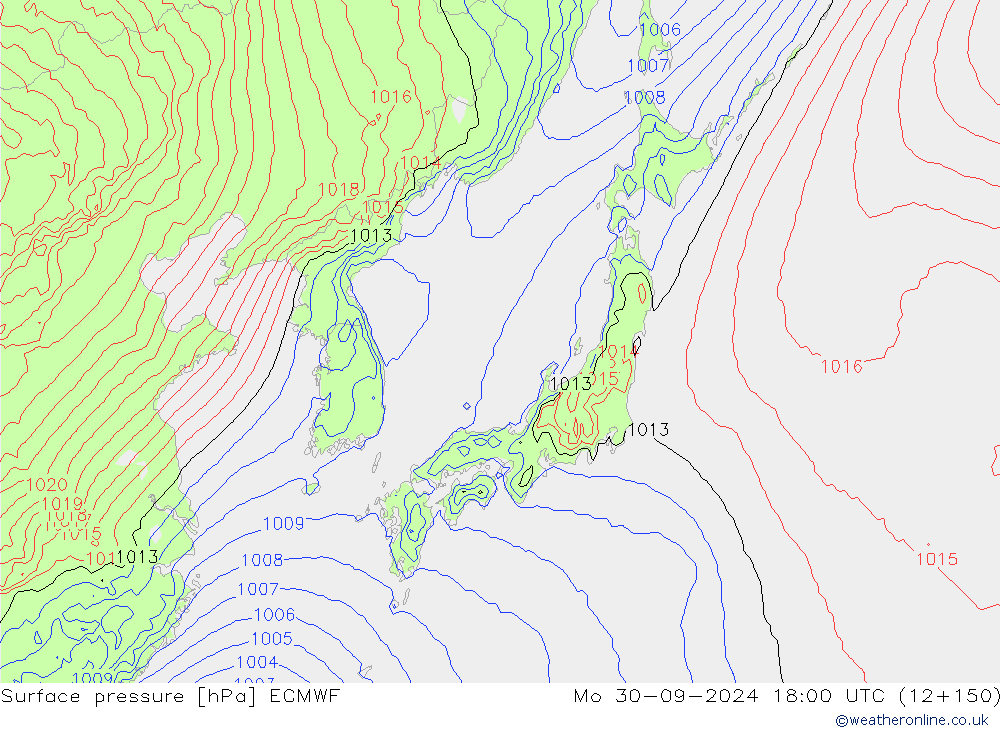 Presión superficial ECMWF lun 30.09.2024 18 UTC