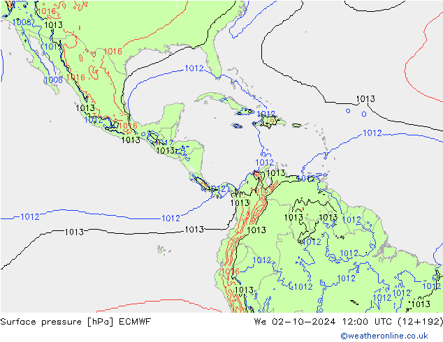 Surface pressure ECMWF We 02.10.2024 12 UTC