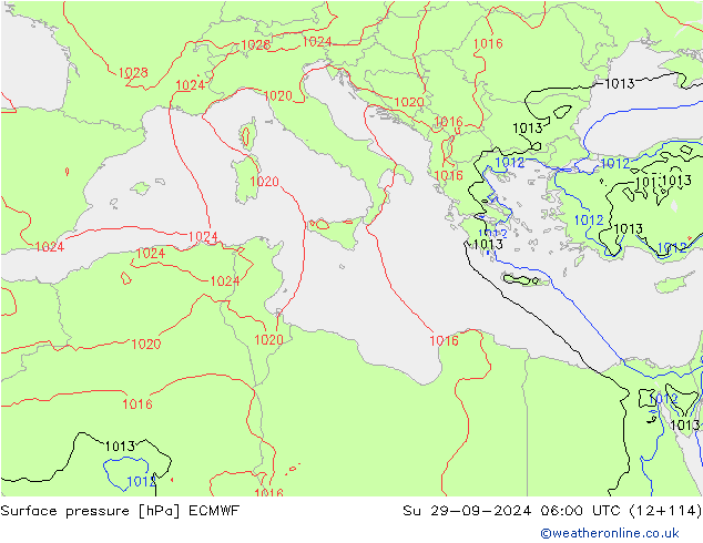 Surface pressure ECMWF Su 29.09.2024 06 UTC