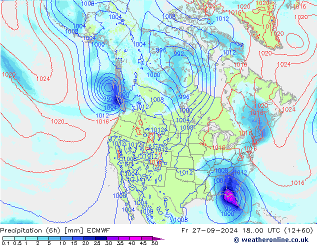 Nied. akkumuliert (6Std) ECMWF Fr 27.09.2024 00 UTC