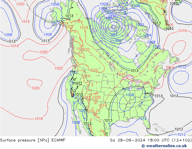 Bodendruck ECMWF Sa 28.09.2024 18 UTC