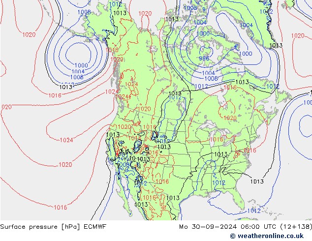 Surface pressure ECMWF Mo 30.09.2024 06 UTC