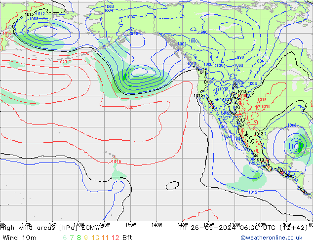 yüksek rüzgarlı alanlar ECMWF Per 26.09.2024 06 UTC