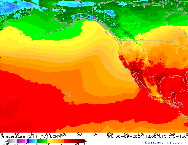 карта температуры ECMWF пн 30.09.2024 18 UTC