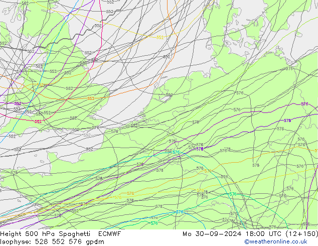 Height 500 hPa Spaghetti ECMWF Seg 30.09.2024 18 UTC