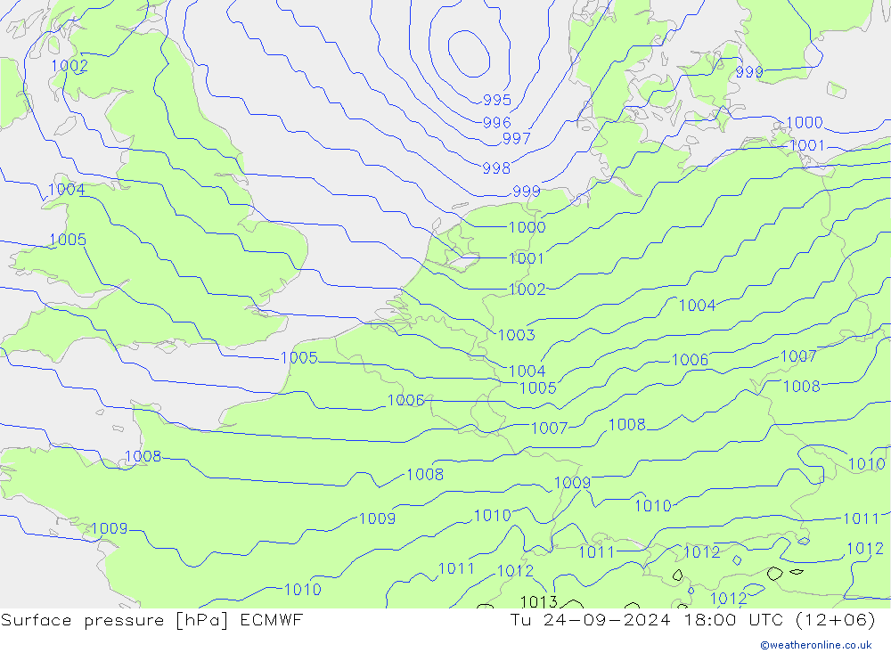 Surface pressure ECMWF Tu 24.09.2024 18 UTC