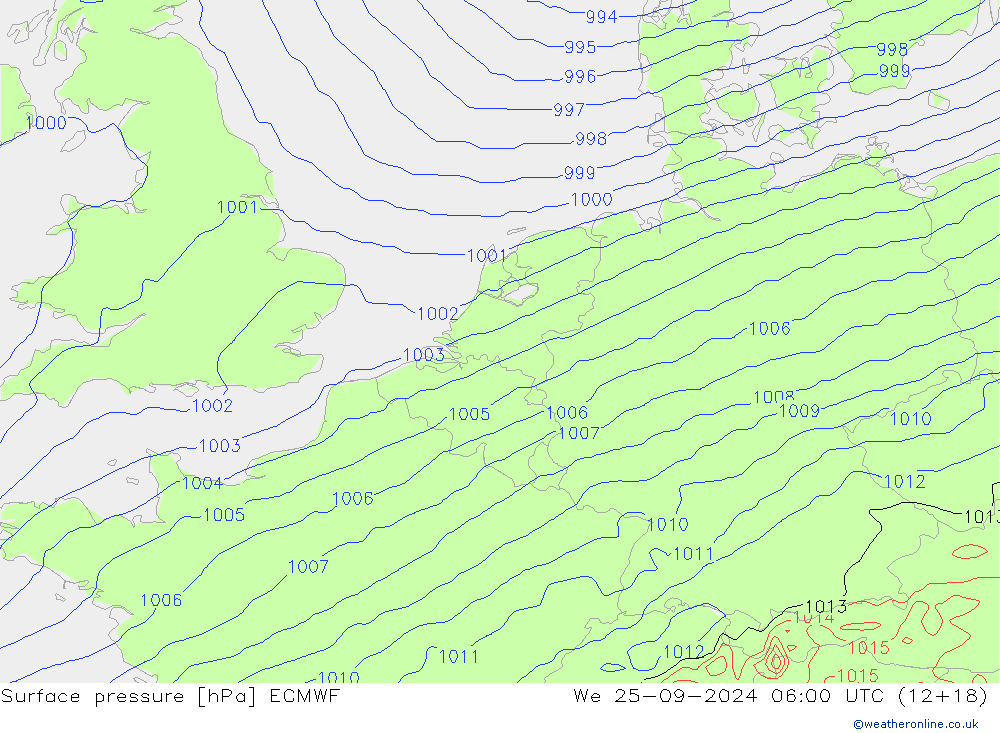 ciśnienie ECMWF śro. 25.09.2024 06 UTC