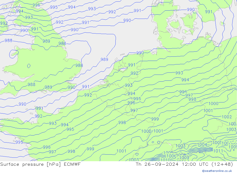 pression de l'air ECMWF jeu 26.09.2024 12 UTC