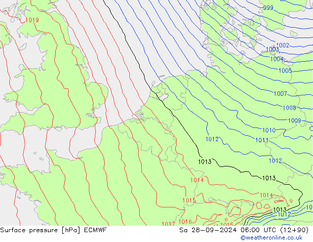 Surface pressure ECMWF Sa 28.09.2024 06 UTC