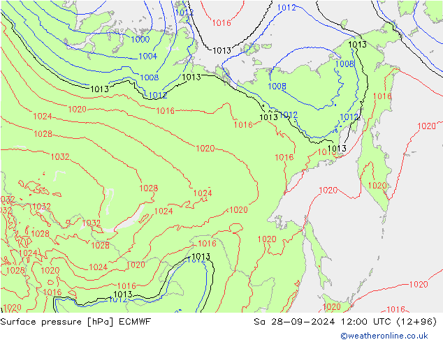 Bodendruck ECMWF Sa 28.09.2024 12 UTC