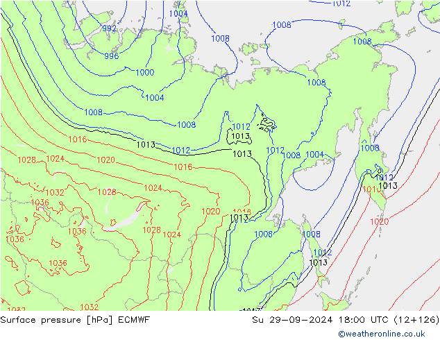 Luchtdruk (Grond) ECMWF zo 29.09.2024 18 UTC