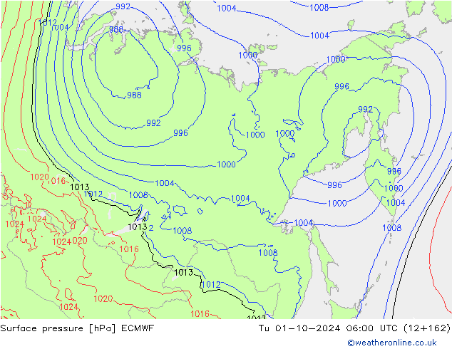 Yer basıncı ECMWF Sa 01.10.2024 06 UTC