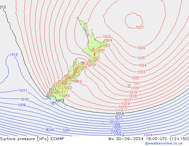 Surface pressure ECMWF Mo 30.09.2024 18 UTC