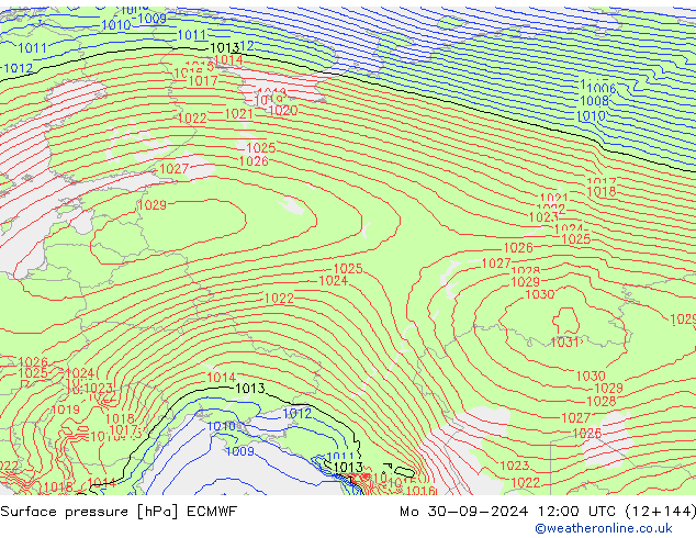 Yer basıncı ECMWF Pzt 30.09.2024 12 UTC