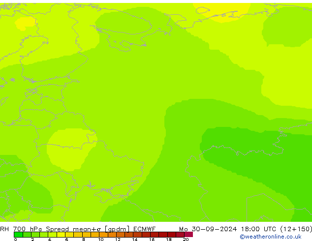 RH 700 hPa Spread ECMWF  30.09.2024 18 UTC